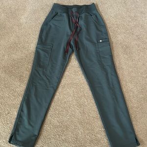 Figs high waisted yola skinny scrub pants in color Bonsai!